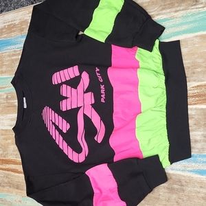 Vintage DiPort USA Neon Puff Paint and Windbreaker Striped Oversized Sweatshirt